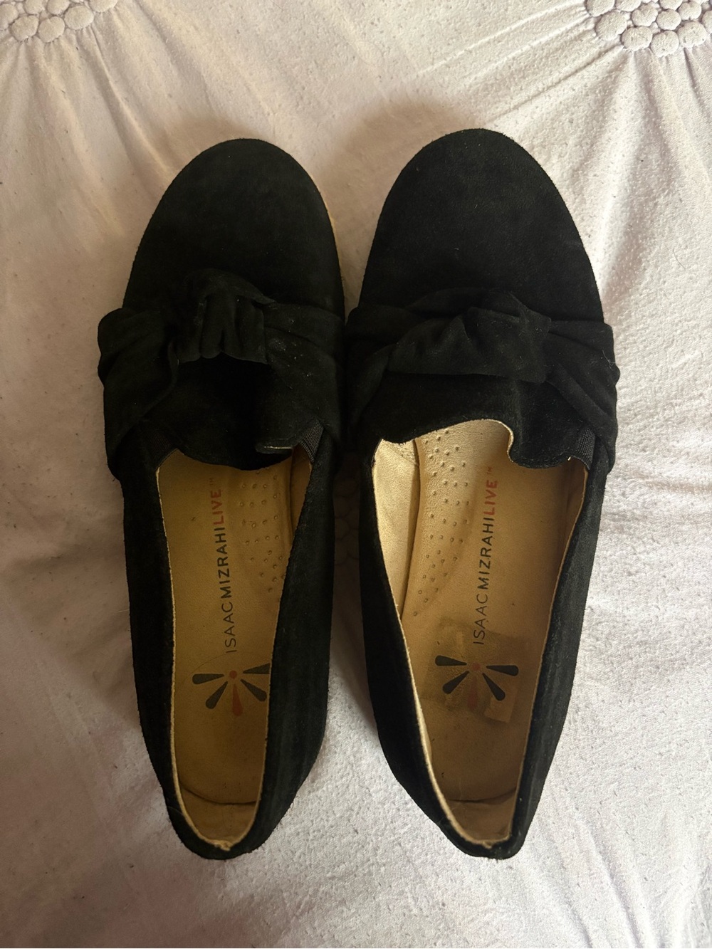 Isaac Mizrahi Black Suede Knot-Top Women's Loafers